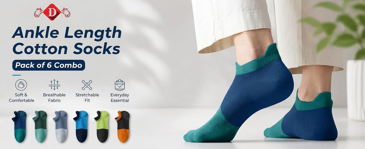 Premium Ankle Length Cotton Socks for Men & Women