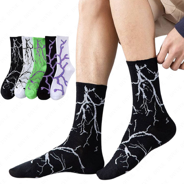 Premium Crew Length Socks Pack of 5 for Men & Women | Lightning Design