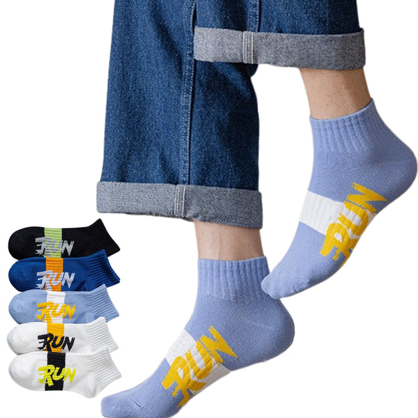 Premium Ankle Length Cotton Socks for Men & Women | RUN Print Design