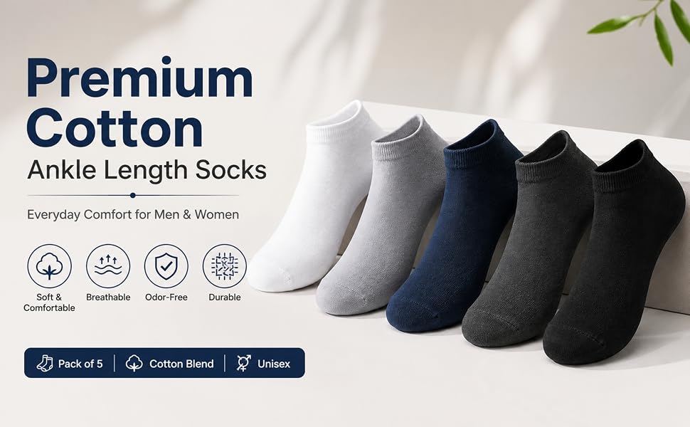 Premium ankle length regular socks for men & women!
