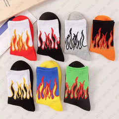 Premium crew length socks for unisex with fire design