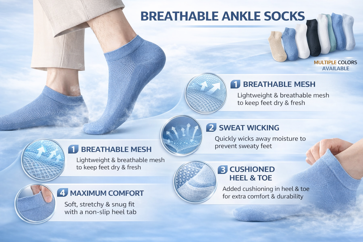 Premium Ankle Length Socks For Men And Women Net Mesh