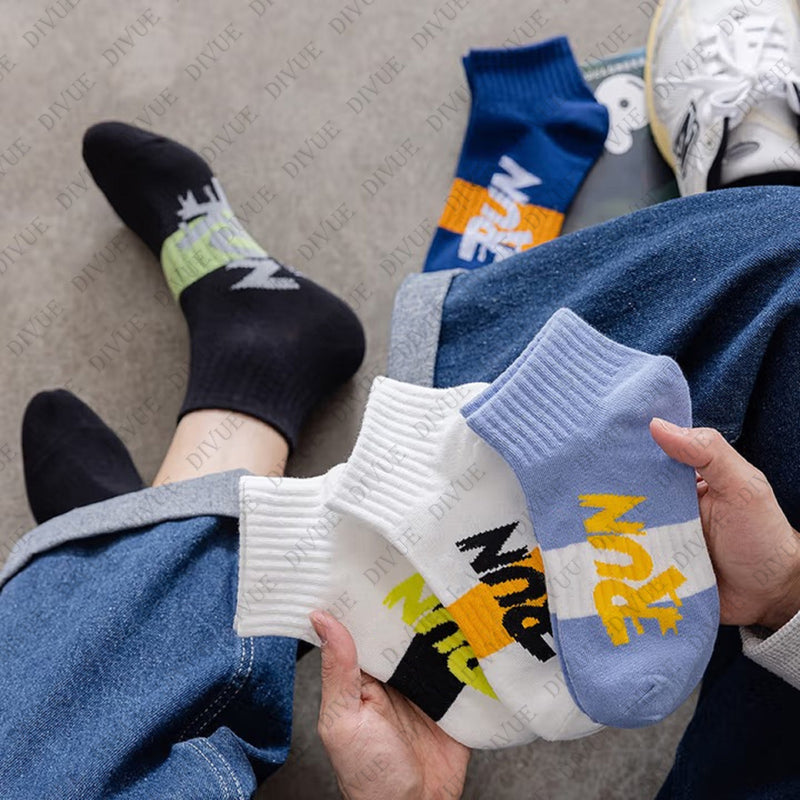Premium Ankle Length Cotton Socks for Men & Women | RUN Print Design