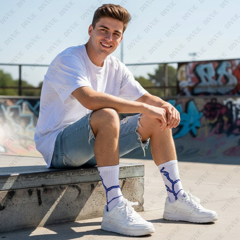 Premium Crew Length Socks Pack of 5 for Men & Women | Lightning Design