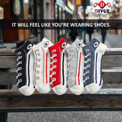 Premium Unisex Ankle Length Cotton Socks with Shoes Design