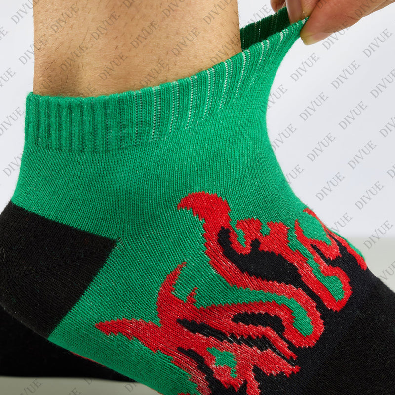 Unisex Fire Design Ankle Length Cotton Socks