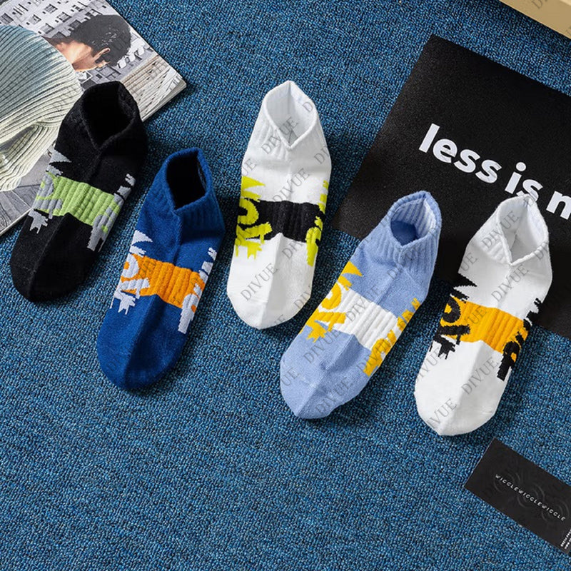 Premium Ankle Length Cotton Socks for Men & Women | RUN Print Design