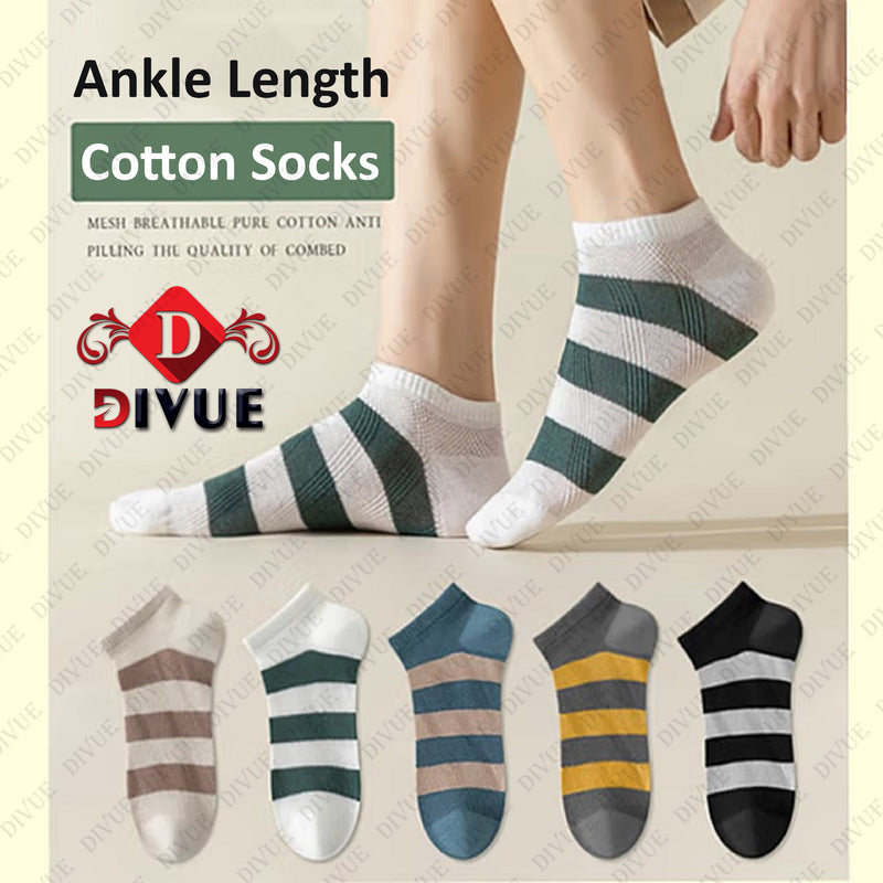 Premium Ankle Length Socks Color Stripe Design