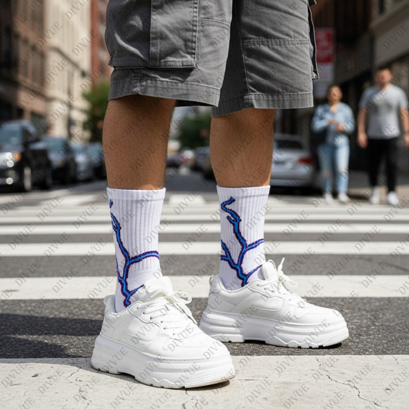 Premium Crew Length Socks Pack of 5 for Men & Women | Lightning Design