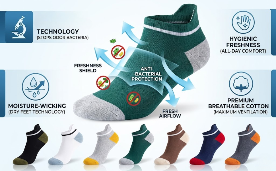 Primium Ankle Length Cotton Socks Unisex – Pack of 7