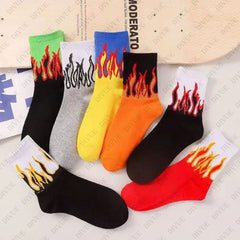 Premium crew length socks for unisex with fire design