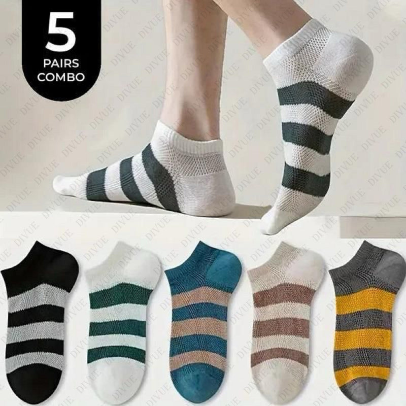 Premium Ankle Length Socks Color Stripe Design