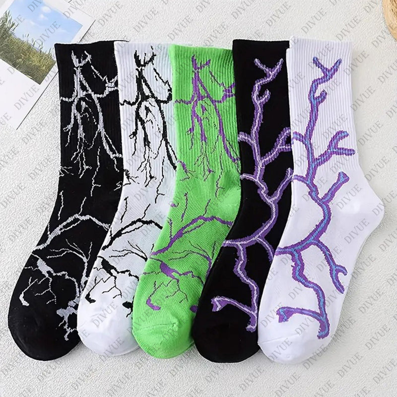 Premium Crew Length Socks Pack of 5 for Men & Women | Lightning Design