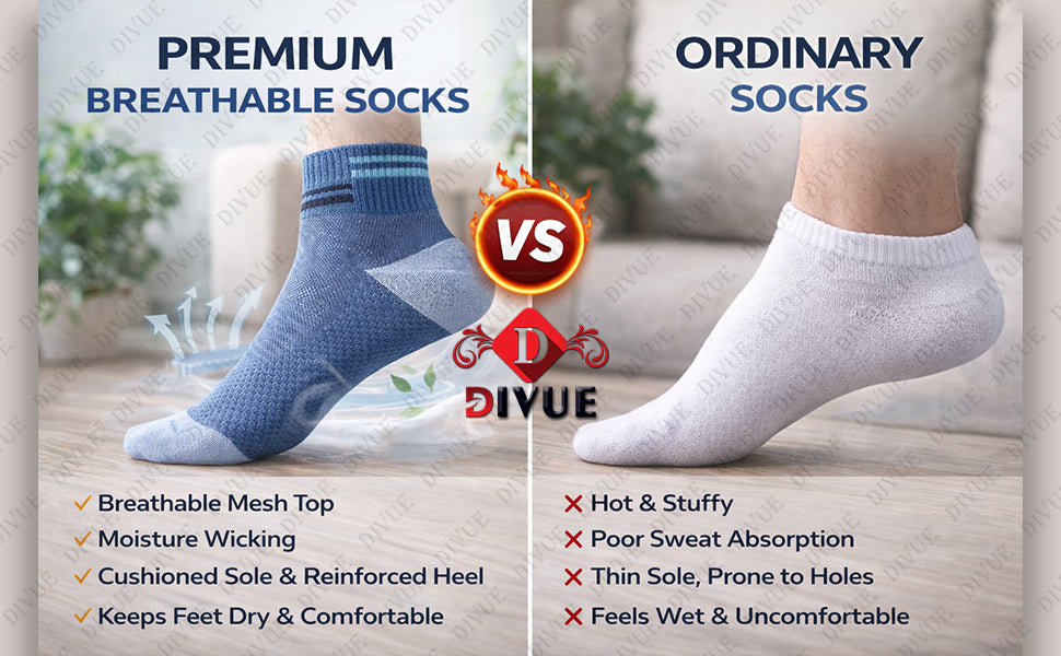 Premium Cotton Ankle Socks for Men & Women (Pack of 6) – Breathable & Anti-Odor