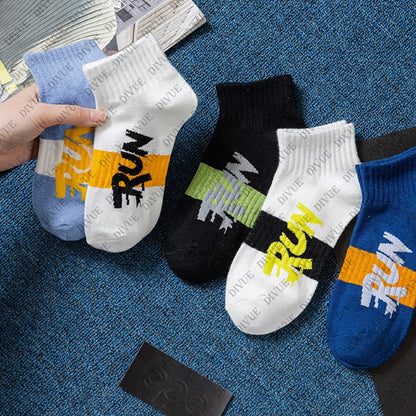 Premium Ankle Length Cotton Socks for Men & Women | RUN Print Design