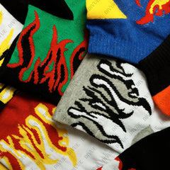 Unisex Fire Design Ankle Length Cotton Socks