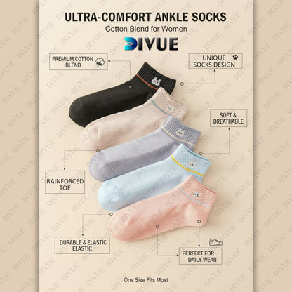 Premium Cute Rabbit Knit Design Ankle Length Socks for Girls and Women