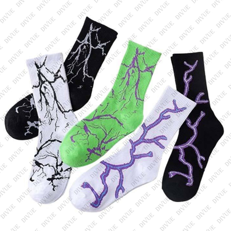 Premium Crew Length Socks Pack of 5 for Men & Women | Lightning Design
