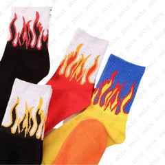 Premium crew length socks for unisex with fire design