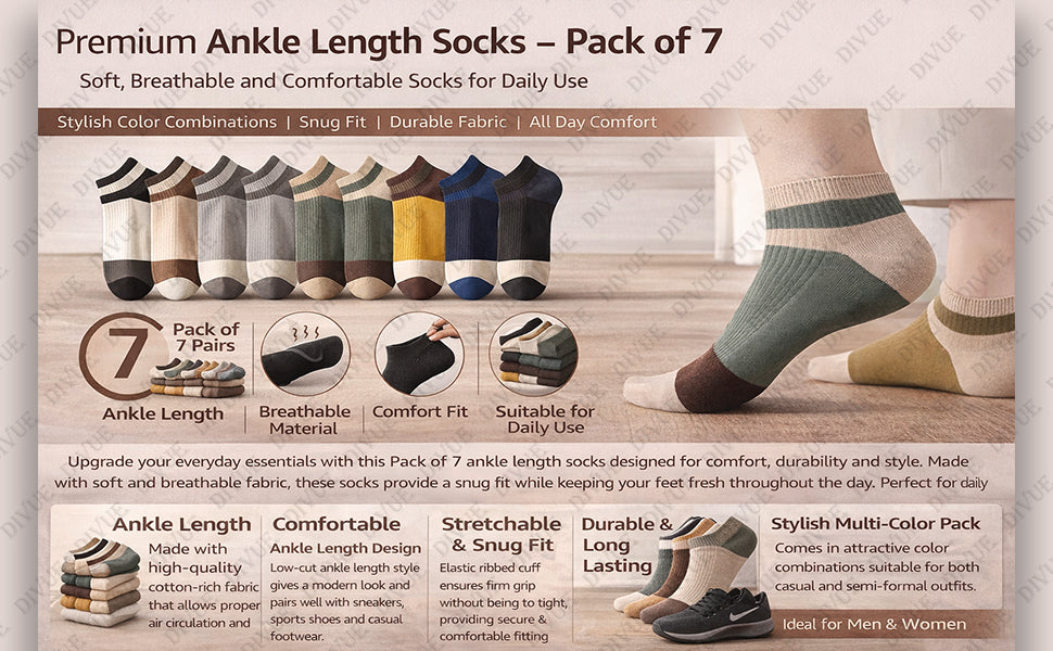 Premium Ankle Length Socks for Men & Women!