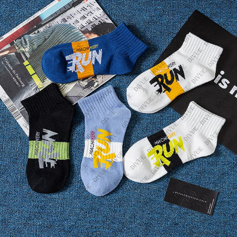 Premium Ankle Length Cotton Socks for Men & Women | RUN Print Design