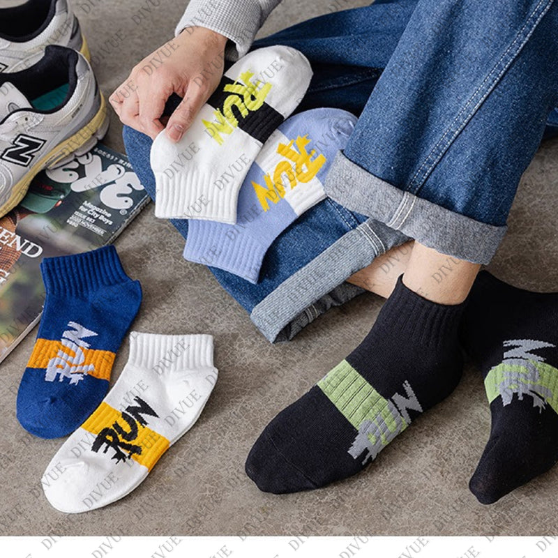 Premium Ankle Length Cotton Socks for Men & Women | RUN Print Design