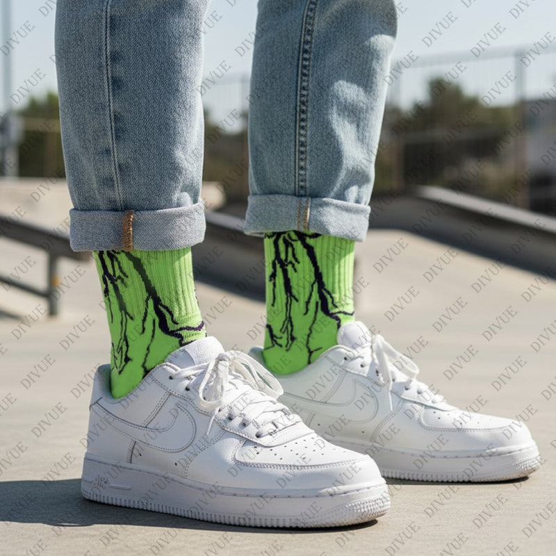 Premium Crew Length Socks Pack of 5 for Men & Women | Lightning Design