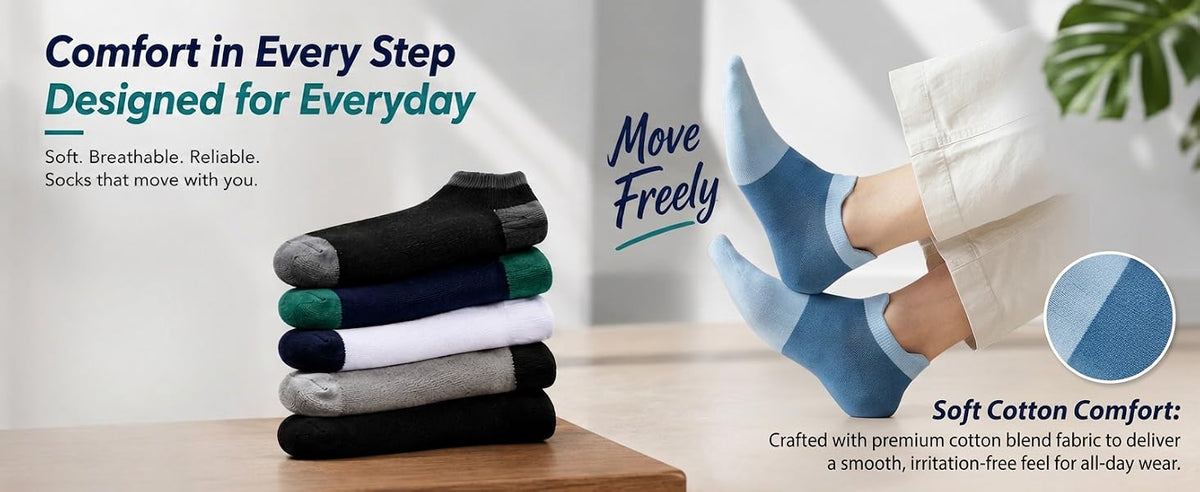 Premium Ankle Length Cotton Socks for Men & Women