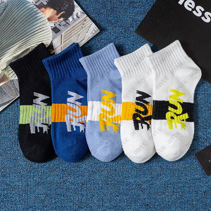 Premium Ankle Length Cotton Socks for Men & Women | RUN Print Design