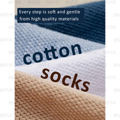 Text 'Every step is soft and gentle from high quality materials' above 'cotton socks' with fabric texture background. Cotton Ankle Socks Pack of 6