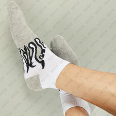 Unisex Fire Design Ankle Length Cotton Socks