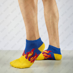 Unisex Fire Design Ankle Length Cotton Socks
