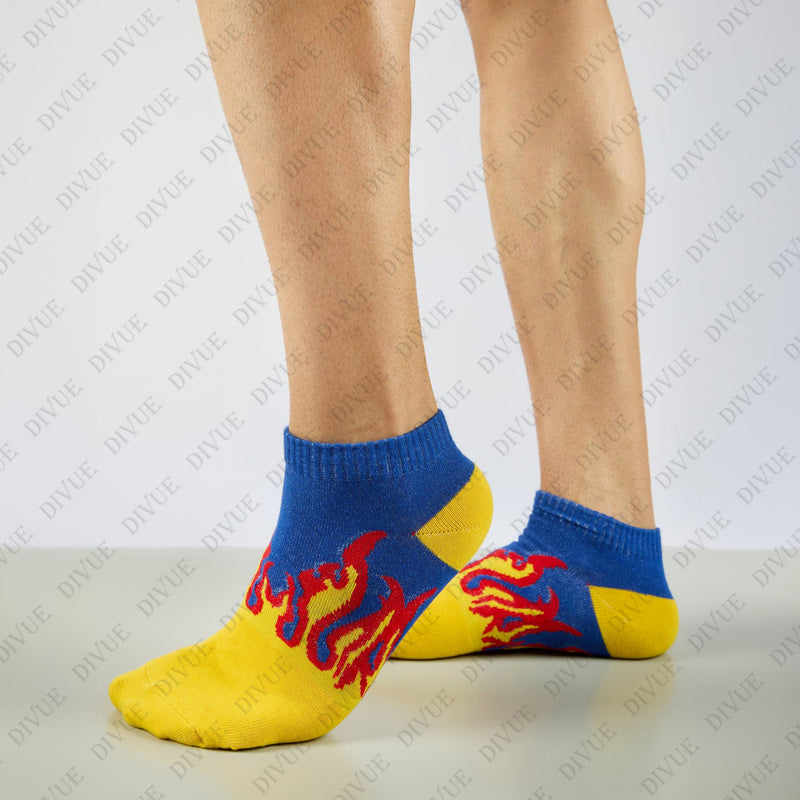 Unisex Fire Design Ankle Length Cotton Socks