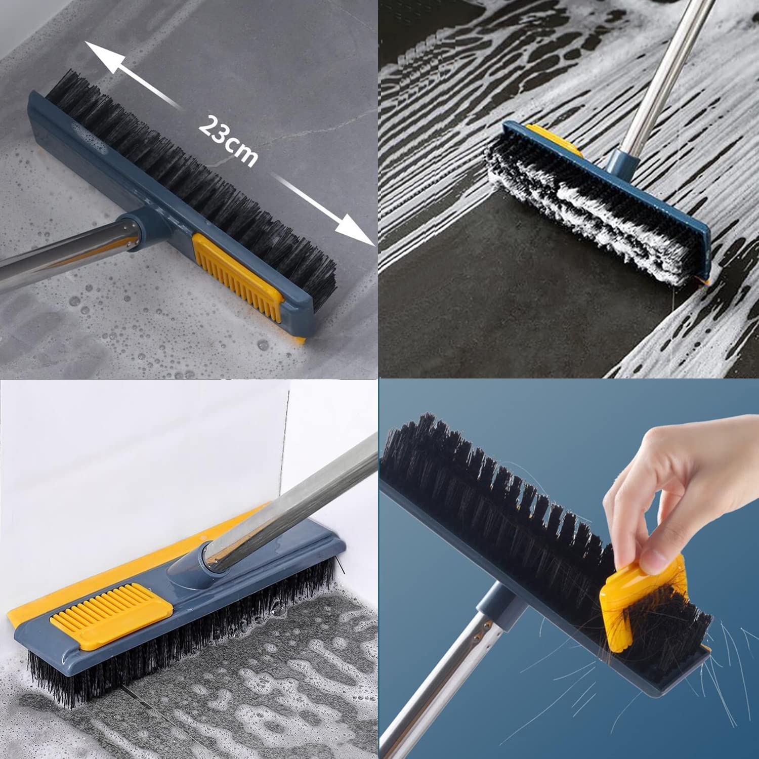 Floor Scrub Brush, 1 Long Handle Floor Crevice Cleaning Brush With Silicone  Squeegee, 120° Rotating Head Floor Brush, Bathroom Tub And Tile Wiper,  Suitable For Bathroom, Window, Floor, Bathtub, Shower, Cleaning Supplies